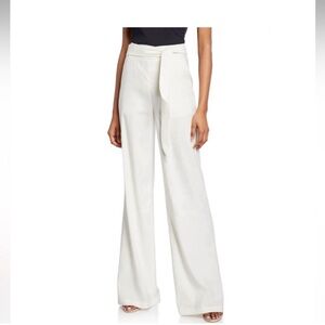 Veronica Beard Cream Wide-Leg Tie-Waist Pants